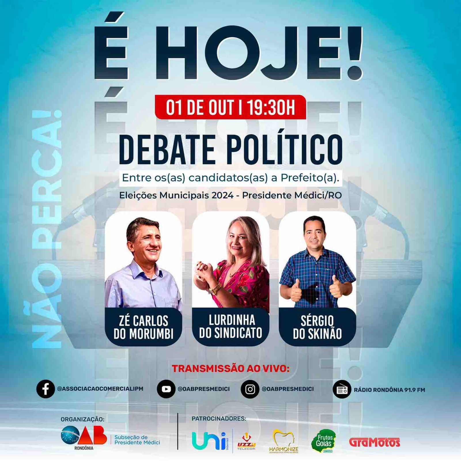 OAB organiza debate entre candidatos à prefeitura de Presidente Médici nesta terça-feira